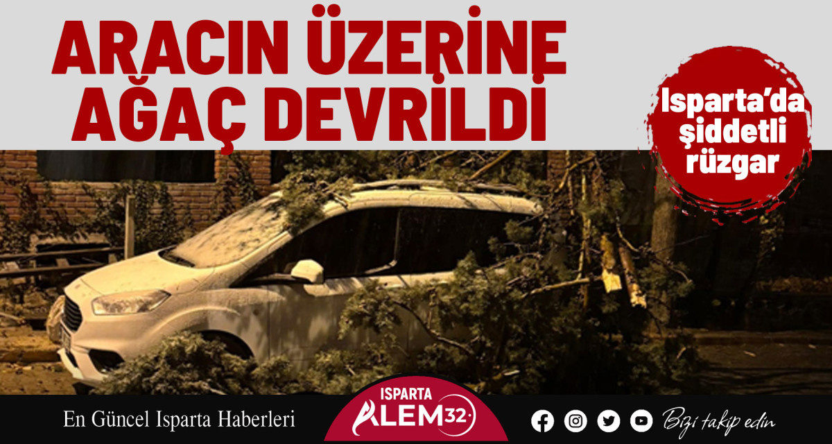 ISPARTA’DA ARACIN ÜZERİNE AĞAÇ DEVRİLDİ