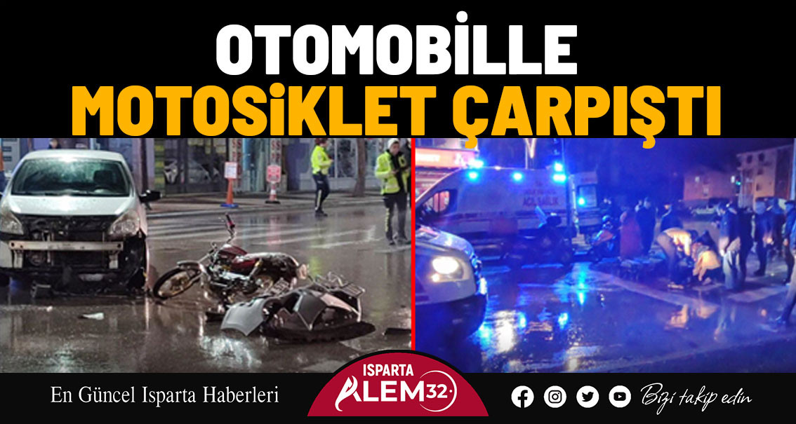 Otomobille Motosiklet Çarpıştı