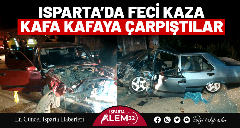 Isparta’nın Eğirdir ilçesinde iki otomobilin çarpışması sonucu meydana gelen trafik