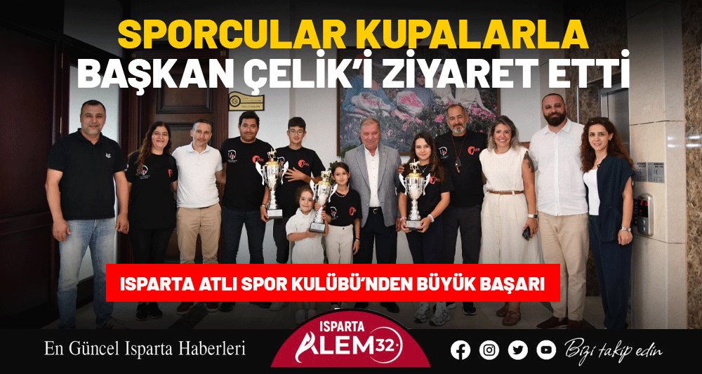 Isparta Atlı Spor Kulübü Başkanı Ümit Yeter ve kulüp üyeleri,
