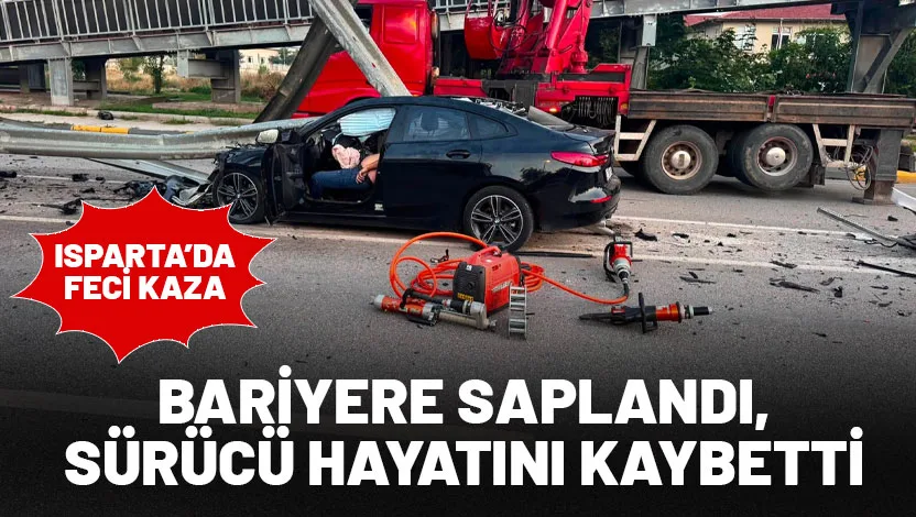 Isparta’da otomobilin yol ayrımındaki bariyere çarpması sonucu meydana gelen kazada